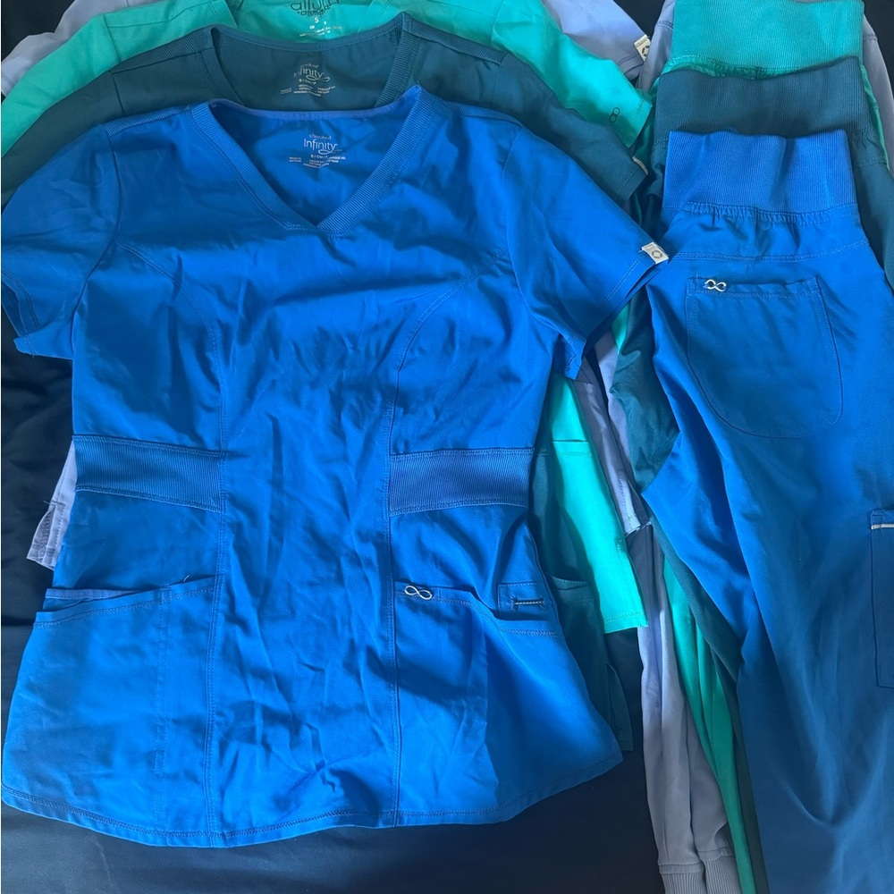 Infinity by Cherokee 4 Shades of Blue Scrub Set